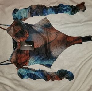 Blue and brown Body suit